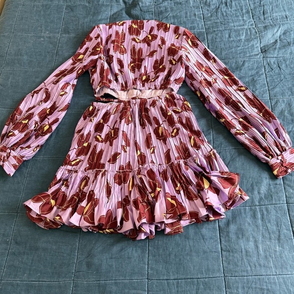 JONATHAN SIMKHAI Londyn floral-print plissé satin-crepe mini dress Size Small - Picture 4 of 13